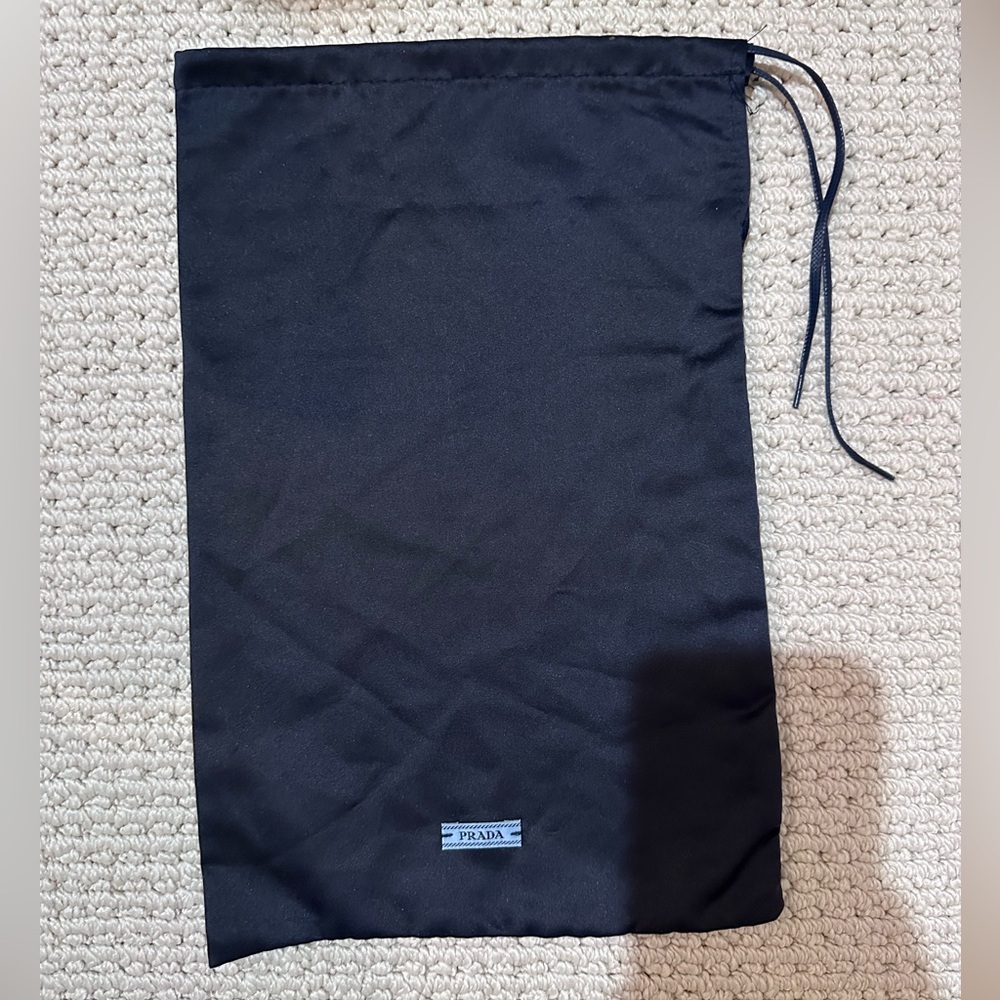 PRADA Drawstring Dust Bag for Accessories Storage in Silky Blue Black
